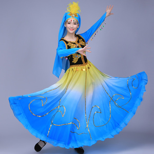 乌兹别克族维吾尔族舞蹈服装塔吉克族哈萨克族女舞台演出服饰56个