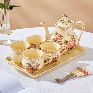 咖啡杯套装英式下午茶杯子高档复古欧式杯碟茶具精致陶瓷水杯家用
