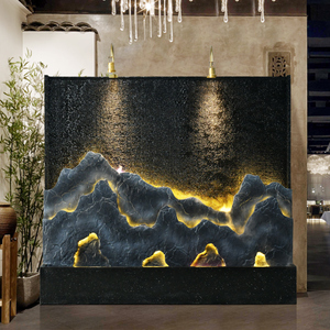 小徐水幕墙流水屏风隔断酒店公司玄关办公喷泉风水轮摆件庭院装饰