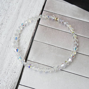 正品 施家水晶手串叠戴4mm菱形水晶手链手镯超闪小众设计串珠首饰