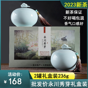 重庆巴渝特产绿茶茶叶礼盒装永川秀芽2023新茶明前特级高山茶送礼