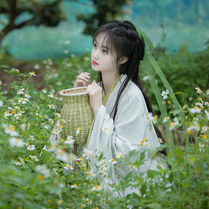 【清澄渡】绿色汉服女魏晋交领齐腰古装超仙气飘逸古风连衣裙春秋