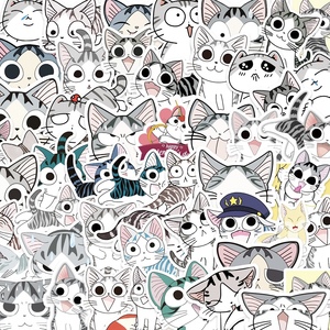 53张起司猫贴纸PVC防水行李箱笔记本平板电脑贴画可爱猫猫装饰贴