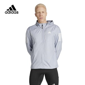 Adidas阿迪达斯速干外套男装夏跑步运动连帽防风衣梭织夹克IN1484