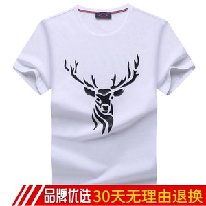 国际品牌男装夏装2020圆领纯棉印花羊头短袖t恤丝光棉薄款半袖衫