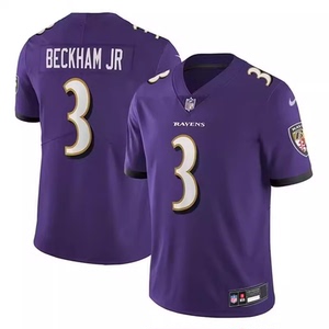 nfl橄榄球服乌鸦队baltimore ravens 3号beckham.jr 贝克汉姆球衣