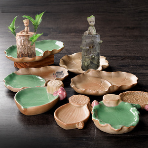 巴西木幸运木植物陶瓷专用盘粗陶拖盘创意接水盘多肉花盆底座底垫