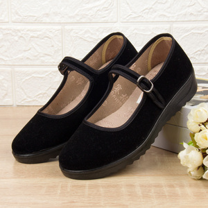 老北京布鞋女工作鞋中老年人女单鞋平底通勤舒适防滑软底黑色大码