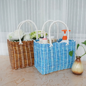 采茶手提篮子藤编购物篮洗漱长方形大号野餐装蔬菜脏衣服洗澡篮沐