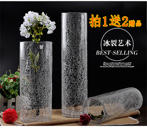 碎花花瓶水晶玻璃摆件插花水培富贵竹百合干花仿真冰裂纹加厚水培