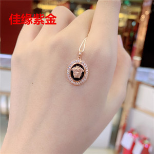 经典小号椭圆形瓦萨奇紫金吊坠女纯俄罗斯585正品14k玫瑰金项链女
