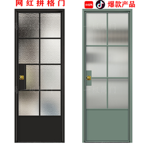 简一极简门法式复古老钢窗美式钛美铝合金平开门厨房卫生间玻璃门