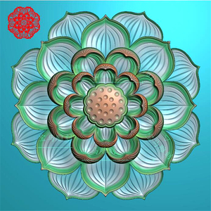 精雕图大莲花深雕圆形圆牌浮雕图jdp玉雕图莲花香插荷花