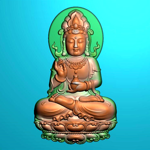 精雕图 正庄坐观音挂件 玉雕图 深雕 正装 坐莲 抱瓶 人物jdp灰度