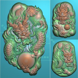 随形龙牌精雕图