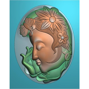 椭圆蝴蝶侧脸美女玉雕图美女头像美人浮雕jdp精雕图美女头像挂件