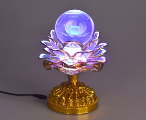 唱念佛机光照供佛灯台式高清音质水晶莲花灯结缘创意桌面台灯道具