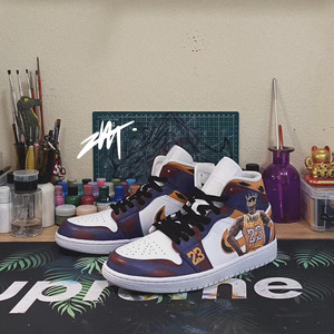 af1aj1纯白球鞋定制湖人23詹姆斯刮刮乐手绘彩绘涂鸦画图男友礼物