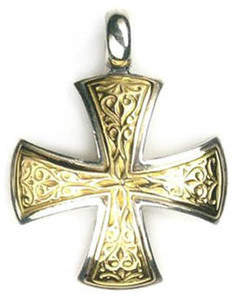 希腊代购手工925银18k黄金十字架项坠挂坠挂件马耳他骑士团吊坠