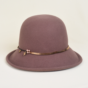 盛锡福2022年秋冬款羊毛大檐羽毛礼帽复古优雅时尚百搭毛呢渔夫帽