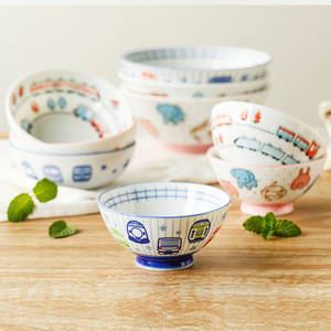 日本儿童碗餐具卡通陶瓷饭碗盘子 日式吃饭专用瓷碗家用面碗杯子