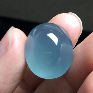 天然a货翡翠鸽子蛋面高冰种起钢天空蓝裸石戒面镶嵌定制吊坠手镯