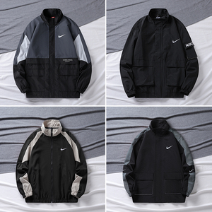 nike耐克外套男春秋薄款宽松立领工装夹克潮流春季新款情侣外衣服