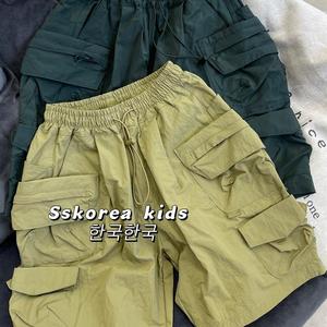 波拉bora韩国童装女童夏季裤子2024新款洋气男童五分裤工装裤短裤