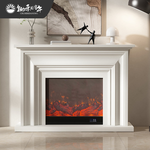 意式极简仿真火焰电子取暖壁炉现代简约客厅装饰柜美式白色壁炉架