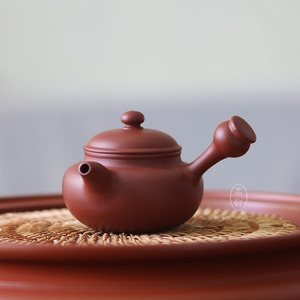 潮州家用原矿朱泥无釉面汕侧把传统手工泡茶壶福容陶瓷紫砂壶茶具