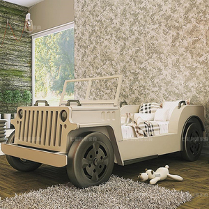 王子公主床单层实木床汽车越野车主题床可定制带护栏单人床儿童床