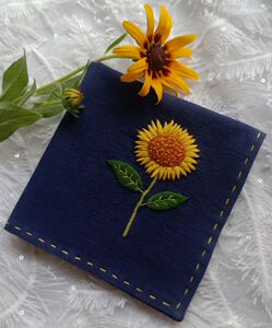 向日葵手工刺绣古风双层纯棉手帕diy材料包男女朋友生日毕业礼物