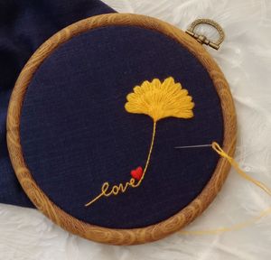 字母款【银杏叶】纯手工刺绣手帕diy材料包定制成品送男友 女友