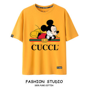 古驰短袖t恤男g家潮牌酷奇男装米老鼠衣服2022新款米奇半袖情侣装