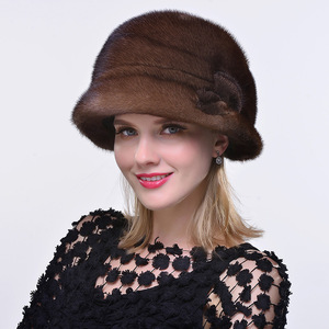 水貂毛帽子女时尚新款皮草帽子水貂公主帽俄罗斯韩版整貂皮礼帽潮