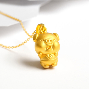 小金猪吊坠黄金999足金