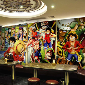 卡通动漫海贼王墙纸酒吧ktv餐厅奶茶店墙布漫画人物路飞索隆壁纸
