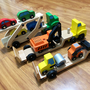 儿童工程车挖土机挖掘机运输车男孩1-3-6-8岁木制汽车模型火车玩