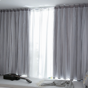 魔术贴窗帘遮光免打孔安装网红款粘贴式北欧简约卧室小窗户纱帘布