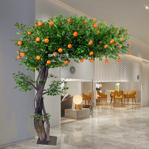 仿真橙子树室内假树装饰橘子树枇杷树石榴树酒店商场道具落地摆件