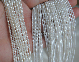 淡水天然珍珠2-3mm强光近圆正圆有核珍珠项链小mini珠baby珠