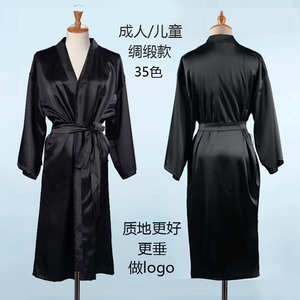 儿童黑色睡袍定制男女模特走秀黑色战袍拉丁舞赛袍舞蹈表演服春夏