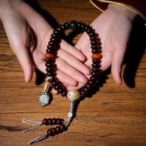 【收藏级】天然紫金钵盂菩提子佛珠手串男念珠女藏式手持蜜蜡36颗