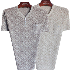 老年人夏季衣服亚麻短袖t恤男装50-60岁爸爸装65-70爷爷装老头衫