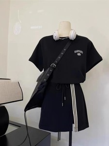 高级感韩系时尚运动套装女2024夏季小众设计感短袖短裙休闲两件套