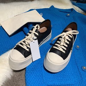 顶版dr rta marni玛尼小白鞋女系带厚底真皮松糕鞋2021丑萌大头鞋