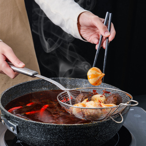 304不锈钢漏勺吃火锅过滤网勺捞面饺子网筛油炸家用厨房大号笊篱