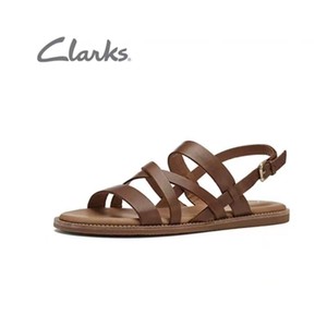 Clarks其乐女鞋2024夏季新款柔韧耐磨罗马交叉带休闲沙滩平底凉鞋