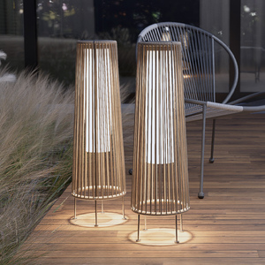 艾瑞花园草坪灯太阳能别墅装饰景观灯室外防水庭院拉绳藤编落地灯