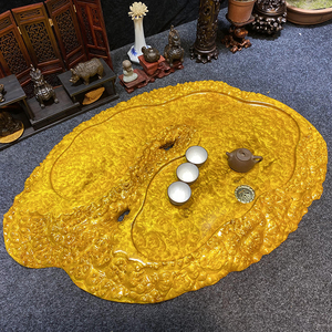 黄金樟木茶盘整块实木原木茶台大号家用茶海小茶具简约茶盘hq6107